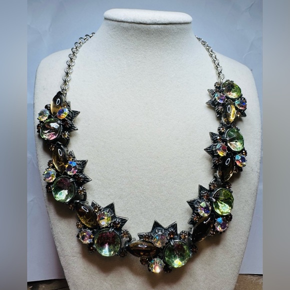 Rare Vintage Florenza Watermelon AB Uranium Glass Necklace - Picture 2 of 8